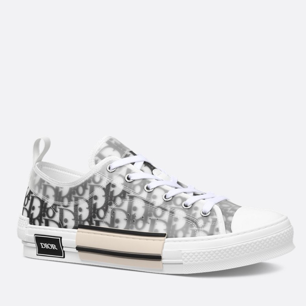 Dior Gray and White Oblique Canvas Low-Top Sneakers